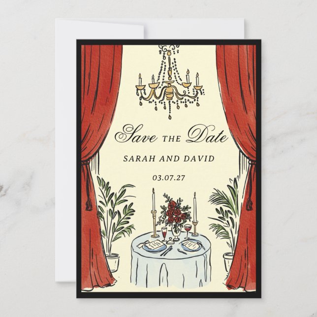 Akvarell Whimsical Glamour Spara datumet Inbjudningar (Framsida)