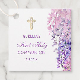 Akvarell Wisteria Första Kommunion Gåvor Etiketter