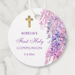 Akvarell Wisteria Första Kommunion Gåvor Etiketter
