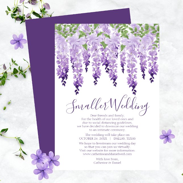 Akvarell Wisteria Mindre Bröllop Förändring Av Pla Julkort (Skapare uppladdad)