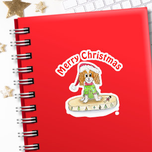 Akvarell Xmas Cavalier King Charles Spaniel Klistermärken