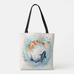 Akvarell Yin Yang Koi Fisk Tygkasse