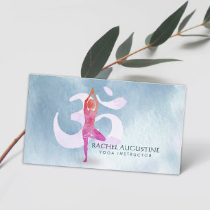 Akvarell Yoga Meditation Instruktör Om-symbol Visitkort