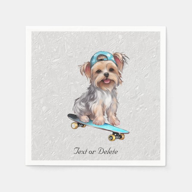 Akvarell Yorkshire Terrier Servetter (Framsidan)