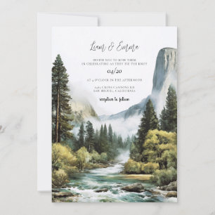 Akvarell Yosemite National Park Vintage Bröllop Inbjudningar