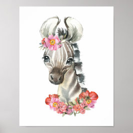 Akvarell Zebra, Safari Nursery Dekor, Barnrum  Poster