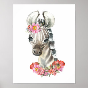 Akvarell Zebra, Safari Nursery Dekor, Barnrum Poster