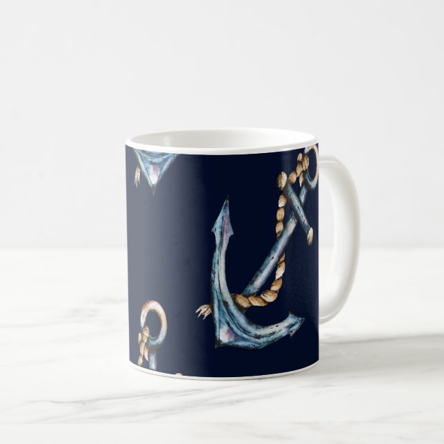 Akvarellankare marinblå  kaffemugg (Framsida höger)