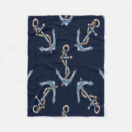 Akvarellankare Navy Blue Fleecefilt