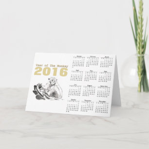 Akvarellapa Kinesiska Nyår 2016 Kalender Helgkort