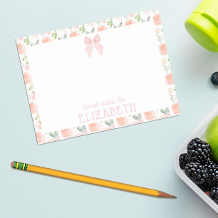 Akvarellbåge Blommig Barn Personlig Lunchsedel Post-it Block