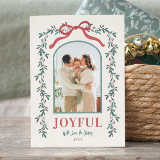 Akvarellbåge Girlang Båge Anpassad Känsla Foto Julkort