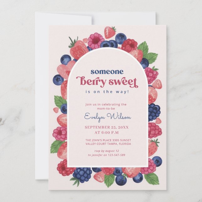 Akvarellbär för baby shower inbjudningar (Framsida)