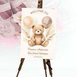 Akvarellbjörn Knappt Vänta Bebis Shower Välkomstsk Poster