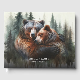 Akvarellbjörnar Rustikt Skogsbryllop Gästböcker