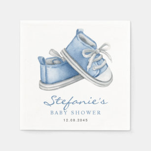 Akvarellblå babyskor Det är en pojke - Babyshower Pappersservett