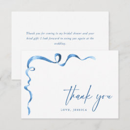 Akvarellblå Handritad Båge Tack Kort