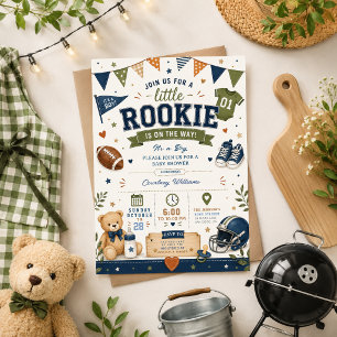 akvarellblå Pojke Sport Baby Shower Teddybjörn Inbjudningar