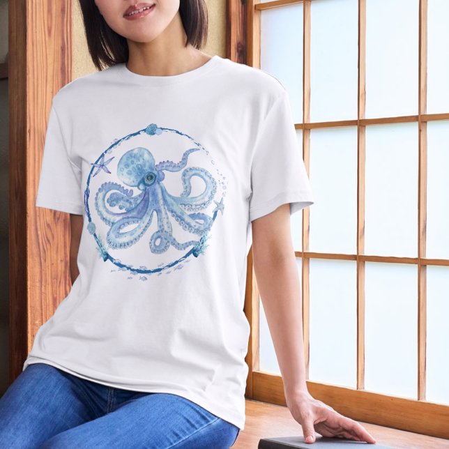 Akvarellbläckfisk Havslevande T Shirt (Skapare uppladdad)