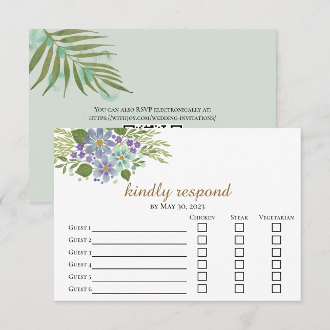 Akvarellblad 04c Måltidsvalssvarskort OSA Kort (Fram/baksida)