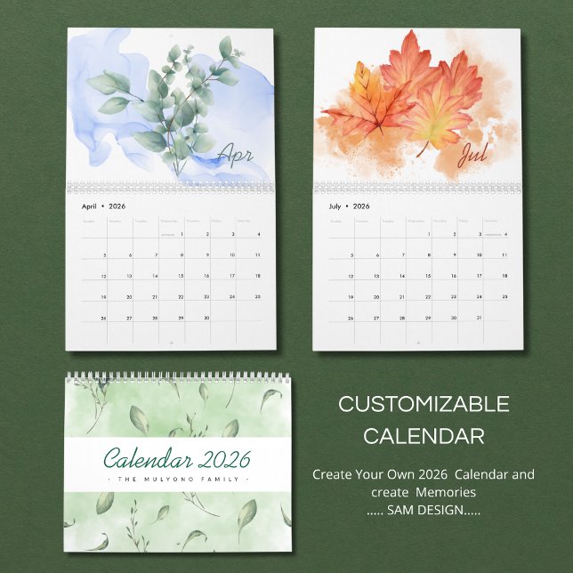 Akvarellblad 2026 Kalender | Botanisk Natur (Skapare uppladdad)