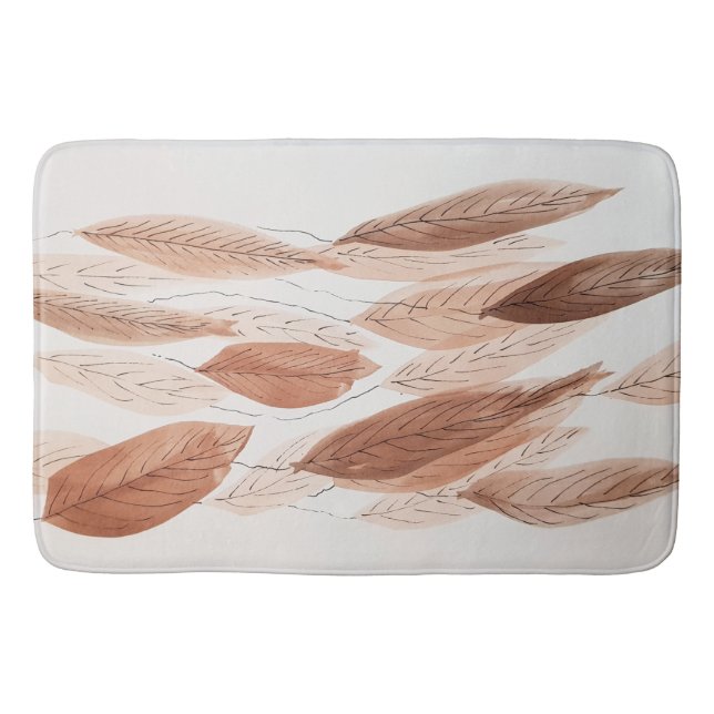 Akvarellblad Brun Terrakotta Beige Grå Badrumsmatta (Framsidan)