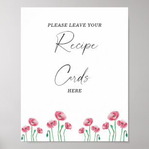 Akvarellblomma Ditt receptkort här Poster