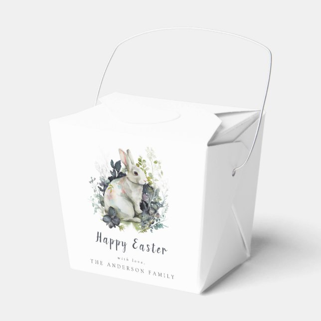 Akvarellblomma Påskhare Presentaskar (Framsidan Sidan)