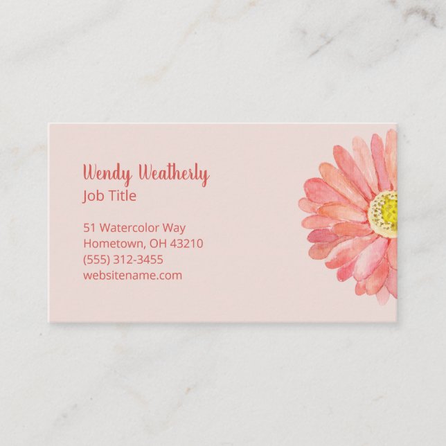 Akvarellblomma Rosa Visitkort (Framsida)