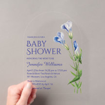 akvarellblommig blå pojke baby shower båge