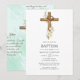 Akvarellblommig dop/dopinvitation inbjudningar