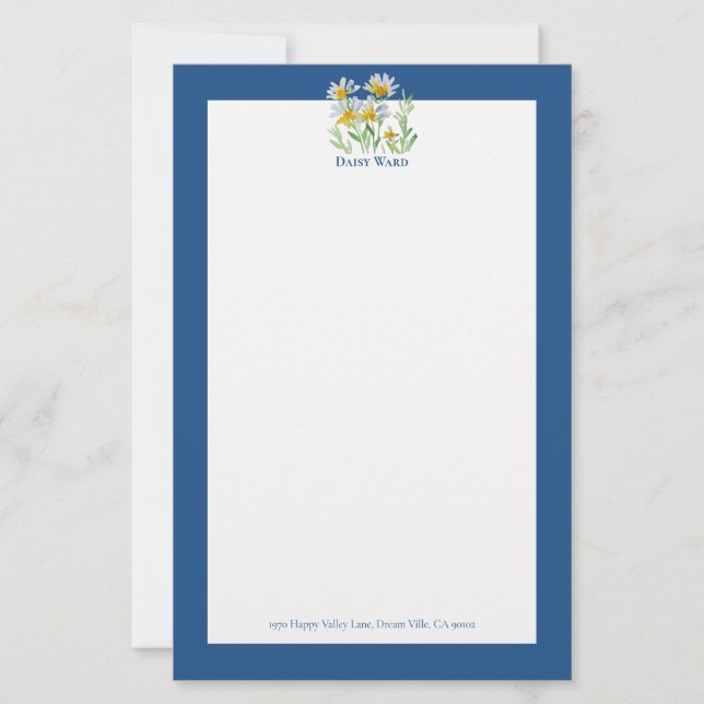 Akvarellblommig handmålad brevpapper (Framsida)