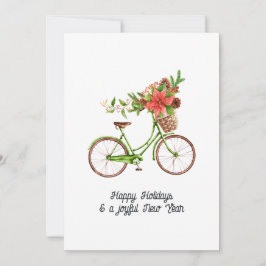 Akvarellblommig julcykel familjefoto julkort