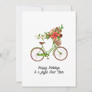 Akvarellblommig julcykel familjefoto julkort