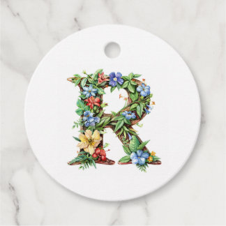 Akvarellblommig monogram R Gåvor Etiketter