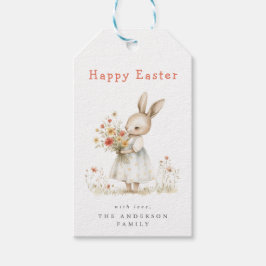 Akvarellblommig påsk presentetikett