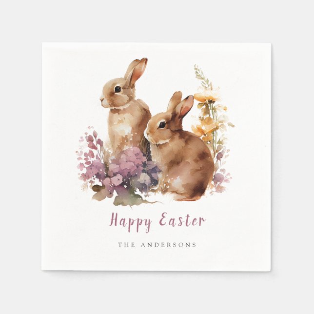 Akvarellblommiga Påskservetter Pappersservett (Framsidan)