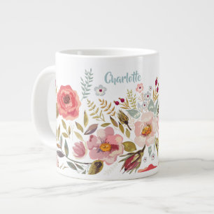 Akvarellblommor Anpassad Jätte Mugg Jumbo Mugg