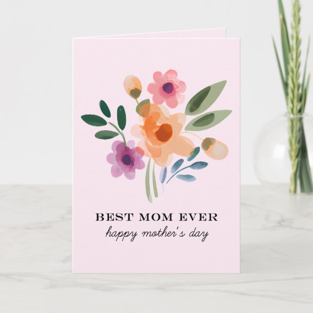 Akvarellblommor Bästa mamma någonsin Mors dag Kort (Framsida)