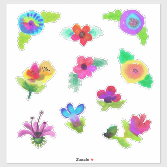 Akvarellblommor Boho-stil Klistermärken (Ark)
