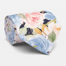 Akvarellblommor dammig blå dammig rosa rosor slips