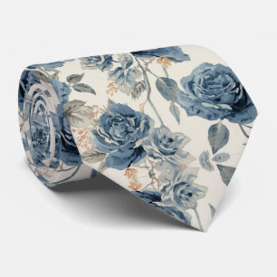 Akvarellblommor dammig blå marin rosor slips