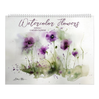 Akvarellblommor: Edition 2 Kalender