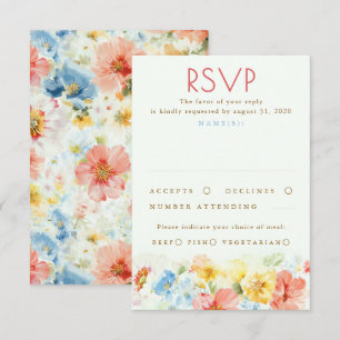 Akvarellblommor Elegant Bröllops-RSVP OSA Kort