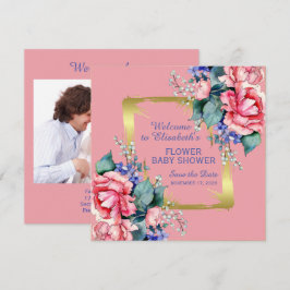 Akvarellblommor - Guldram 10 + din text