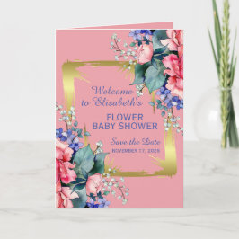 Akvarellblommor - Guldram 10 + din text Anteckningskort