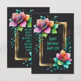 Akvarellblommor - Guldram 34 + din text