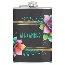 Akvarellblommor - Guldram 34 + din text Fickplunta