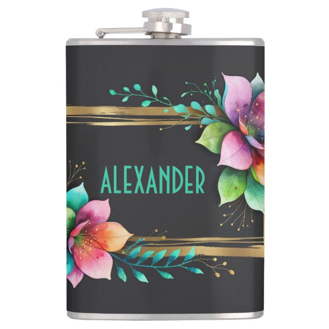 Akvarellblommor - Guldram 34 + din text Fickplunta (Framsidan)