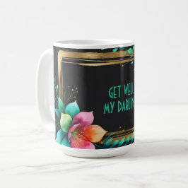 Akvarellblommor - Guldram 34 + din text Kaffemugg